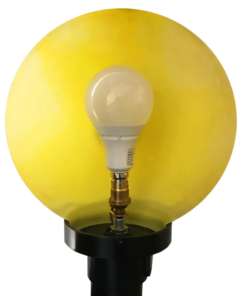 BLUE LED lamp fitted inside a yellow Belisha beacon globe