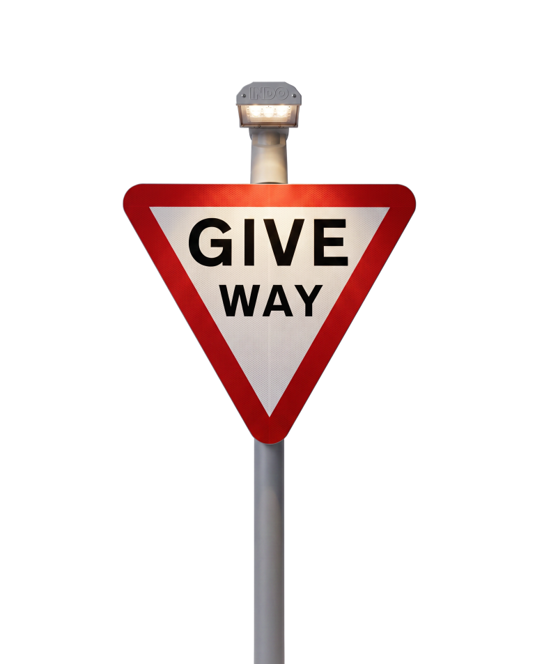 INDO ION Sign light mounted above a give way sign